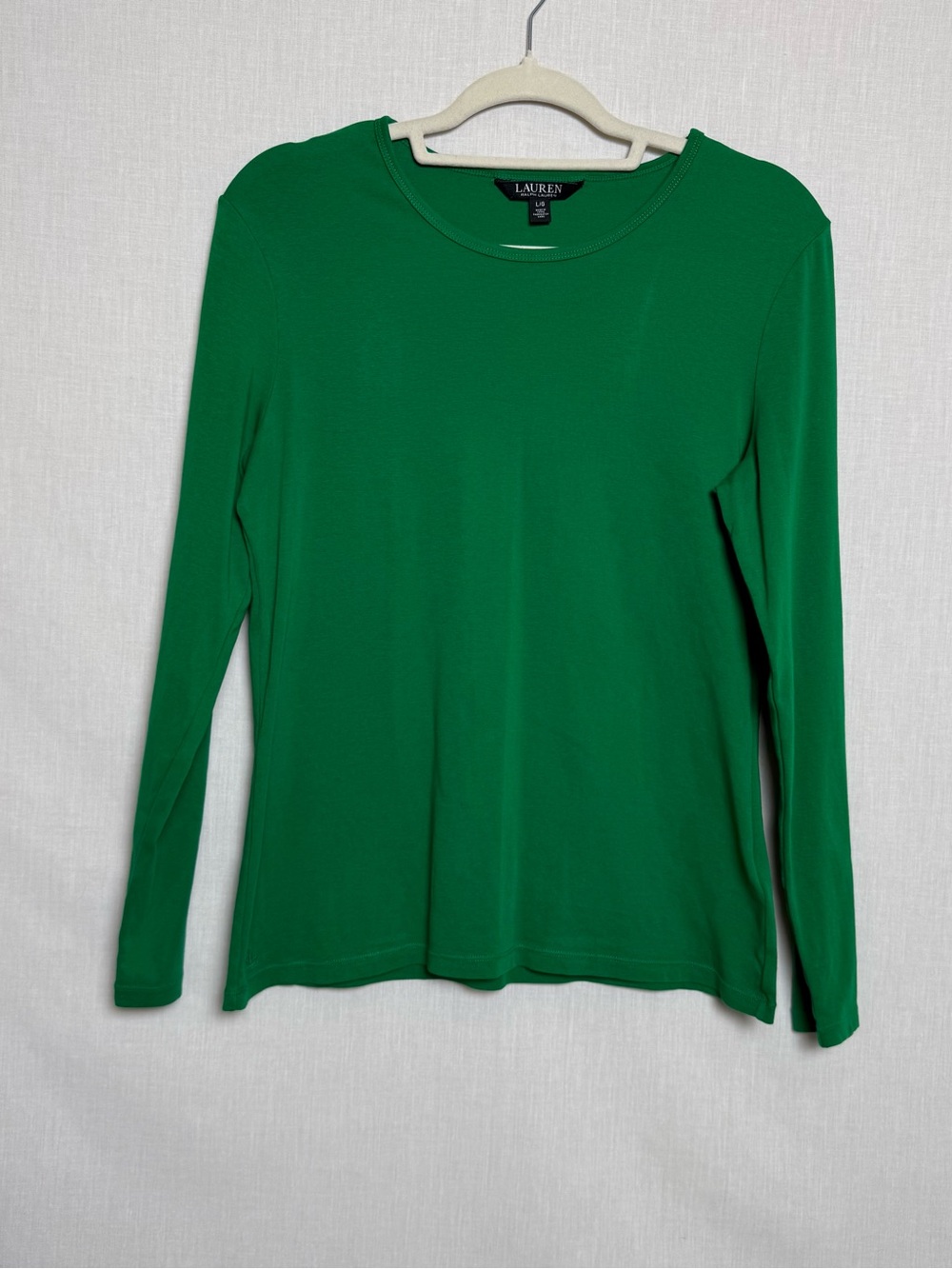 Lauren Ralph Lauren Green Long Sleeve Stretch Knit Top Women’s Large L
